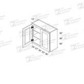 Wall 24" - Ethan Green 24 Inches Wall Cabinet - ZCBuildingSupply